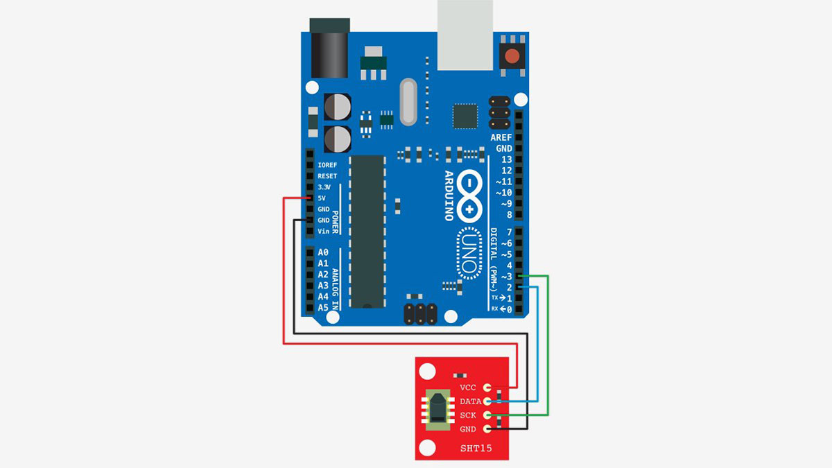 Schematic Sensing Humidity With The SHT15 + Arduino