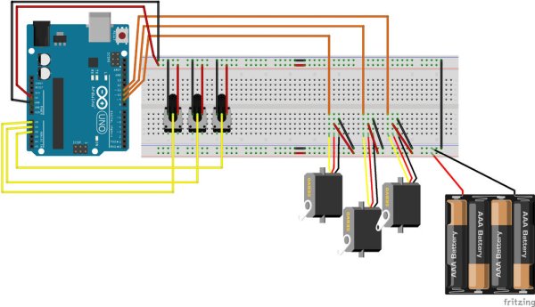 Control servo motors with potentiometers and Arduino