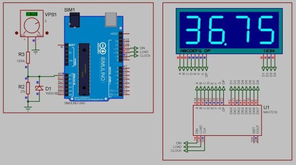 Arduino 50V digital Voltmeter using MAX7219
