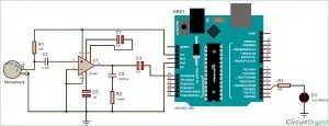 Measure Sound/Noise Level in dB with Microphone and Arduino Schematic