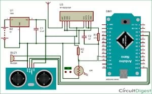 Smart Blind Stick using Arduino Schematic