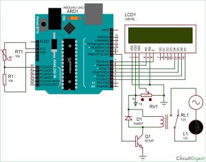 Temperature Controlled AC Home Appliances using Arduino and Thermistor Schematic