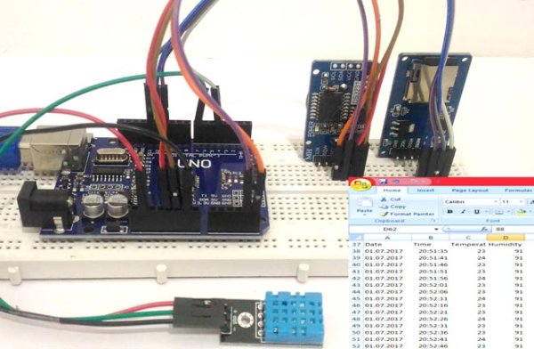 Arduino Data Logger (Log Temperature, Humidity, Time on SD Card and Computer)