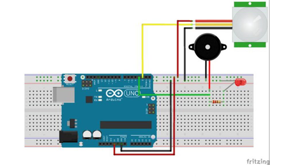 Arduino Motion Detector using PIR Sensor schematic 1