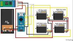 Arduino based Bluetooth Biped Bob (Walking & Dancing Robot) schematic