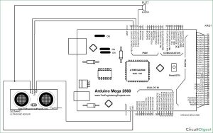 Door Alarm using Arduino and Ultrasonic Sensor schematic