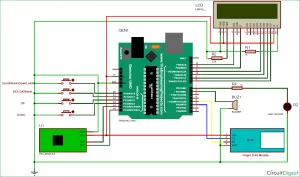 Fingerprint Based Biometric Attendance System using Arduino schematic