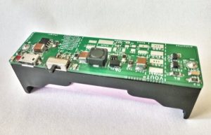 Lipo Charge Boost Protect board in 18650 cell holder format