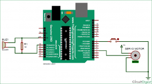 Smart Knock Detecting Door Lock using Arduino schematic