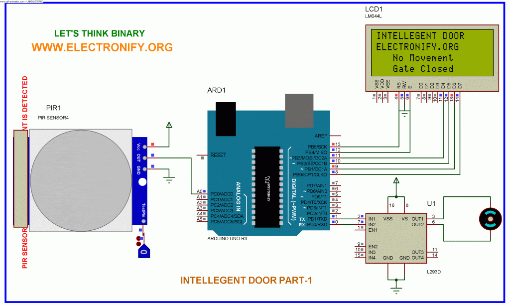 AUTOMATIC DOOR OPEN SYSTEM WITH VISITOR COUNTER PART 1 Using ARDUINO UNO R3 schematic diahgram