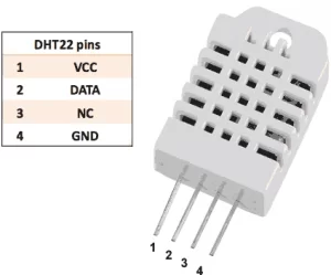 Temperature and Humidity monitoring with DHT22 sensor Arduino Uno R3 DHT22-PinOut