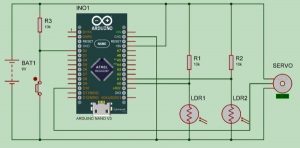 Arduino Solar Tracker Using LDR Sensor & Servo Motor schematics