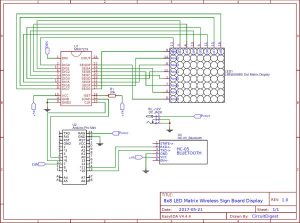 Bluetooth Controlled 8x8 LED Matrix Sign Board Display using Arduino schematics