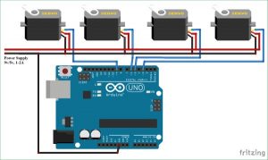 Controlling Multiple Servo Motors with Arduino schematics