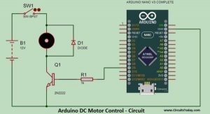 DC Motor Speed Control Using Arduino & PWM schematics