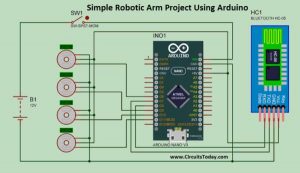 Simple Robotic Arm Project Using Arduino schematics