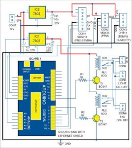 Circuit diagram of the PM2 5 10 IoT enabled air pollution meter