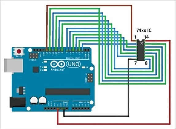 Circuit diagram of the digital IC tester