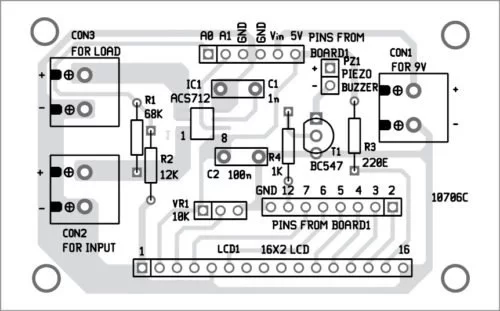 Components layout for the PCB