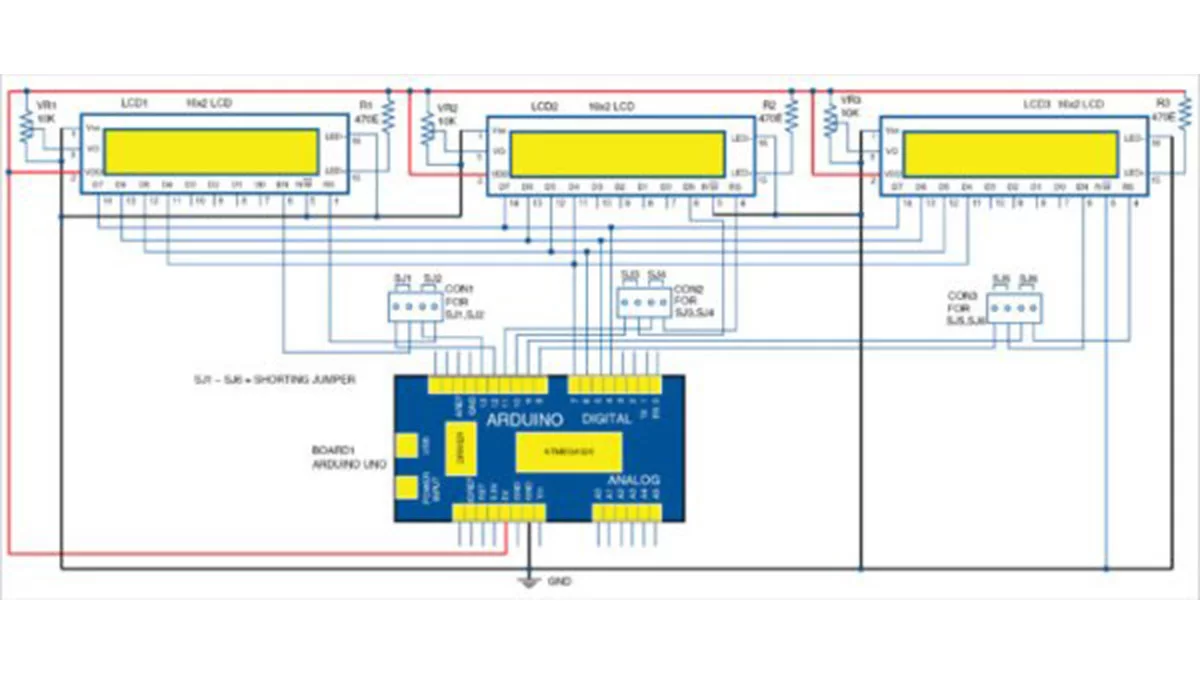 Circuit diagram for interfacing of multiple LCDs