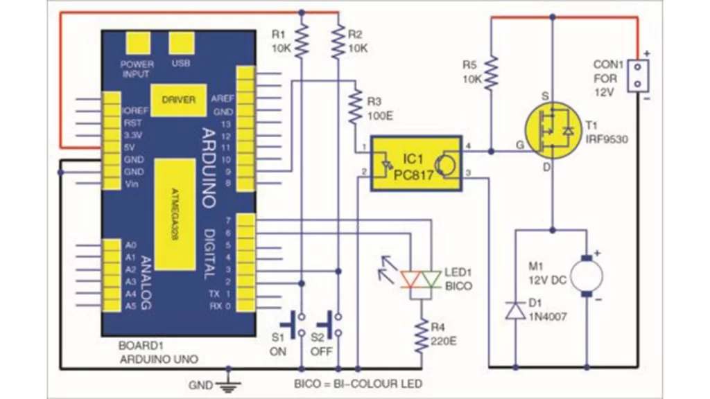 Circuit diagram of DC motor starter