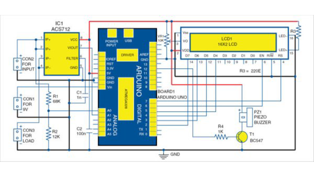 Circuit diagram of DC panel meter