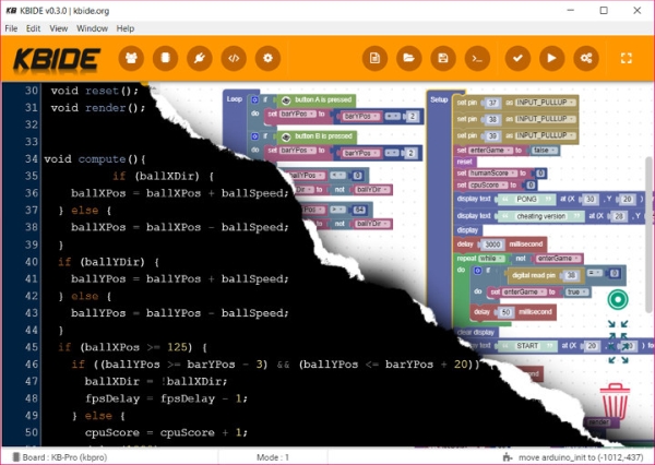 KB IDE SUPPORTS ARDUINO ESP32 AND OTHERS IN DUAL STYLE CODING