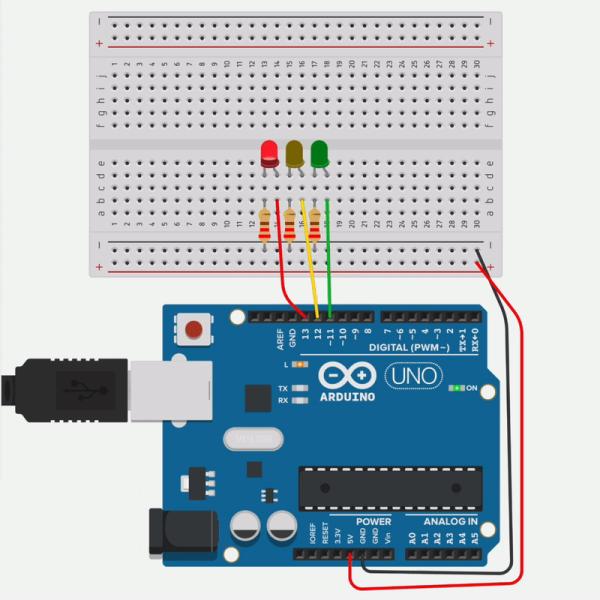 Multiple LEDs Breadboards With Arduino in Tinkercad