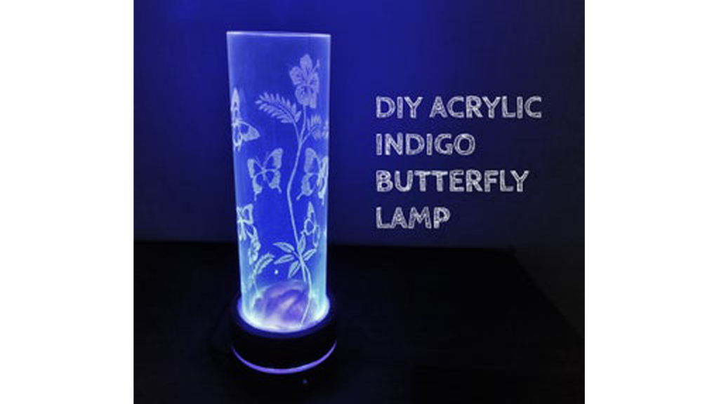 DIY ACRYLIC INDIGO BUTTERFLY LAMP.
