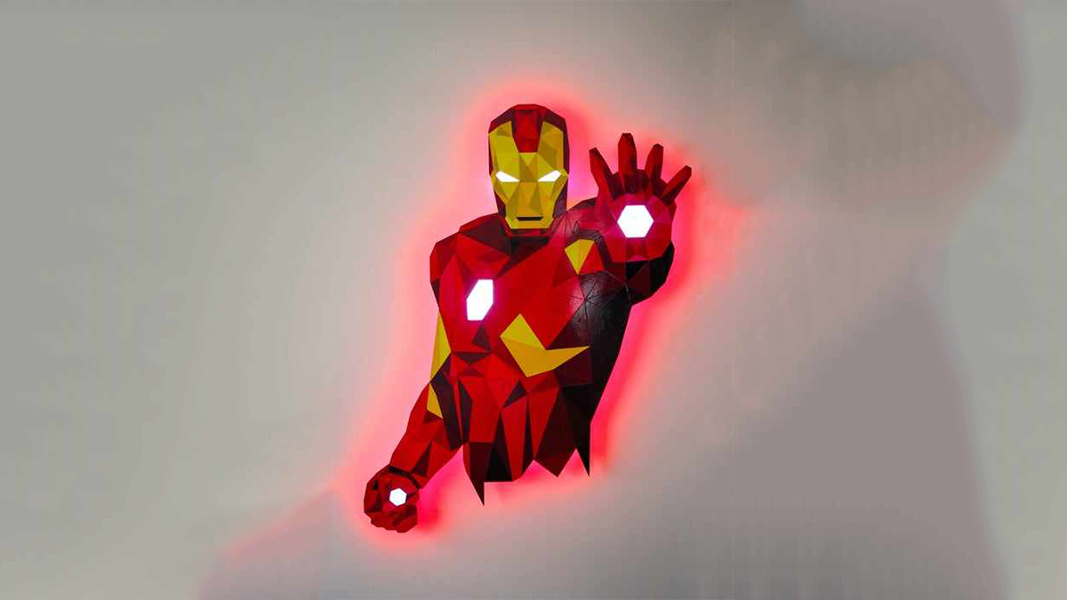 Low Poly Iron Man With Wifi Controlled LED Strips