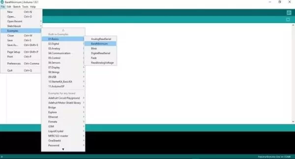Upload an empty program to the Arduino board