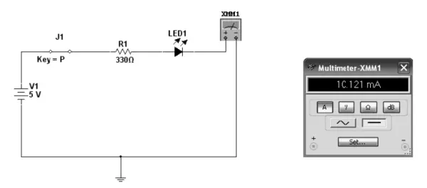 Figure 2-6. Forward biasing mode illustrated by virtual LED demonstrator Roulette