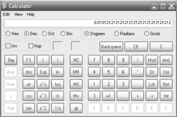 Figure 2-8. The forward current value displayed on the Windows Calculator Roulette