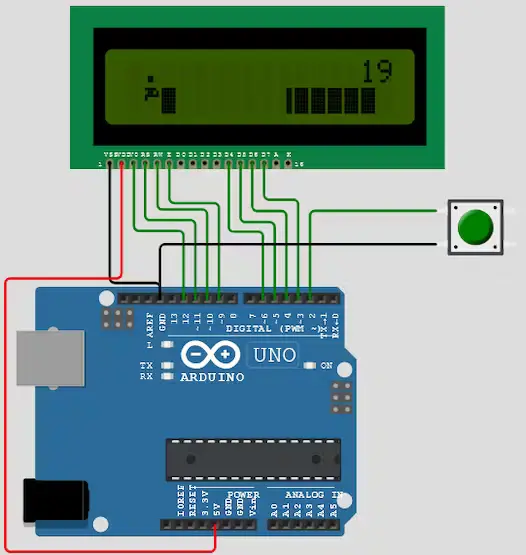 Arduino UNO and lcd1602 simulator