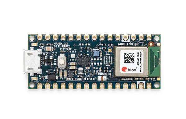 Arduino Nano 33 BLE Rev2 microcontroller development board powered by nRF52840