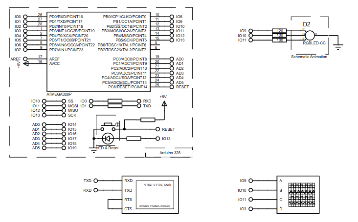 Arduino & RGB Common Cathode LED Rainbow using ATmega328P with Proteus ...