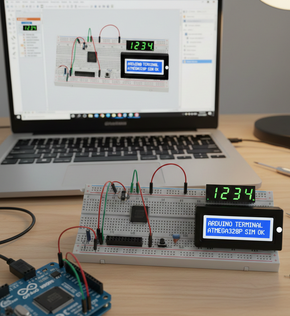 Arduino 7 segment display controlled via Proteus simulation